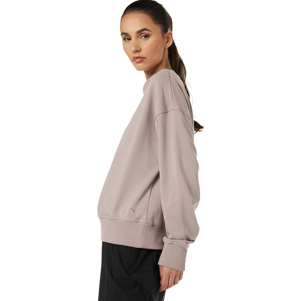 OEM oversize sweatshirts crewneck embroidery letters loose drop shoulder long sleeves custom women cotton pullovers sweatshirt