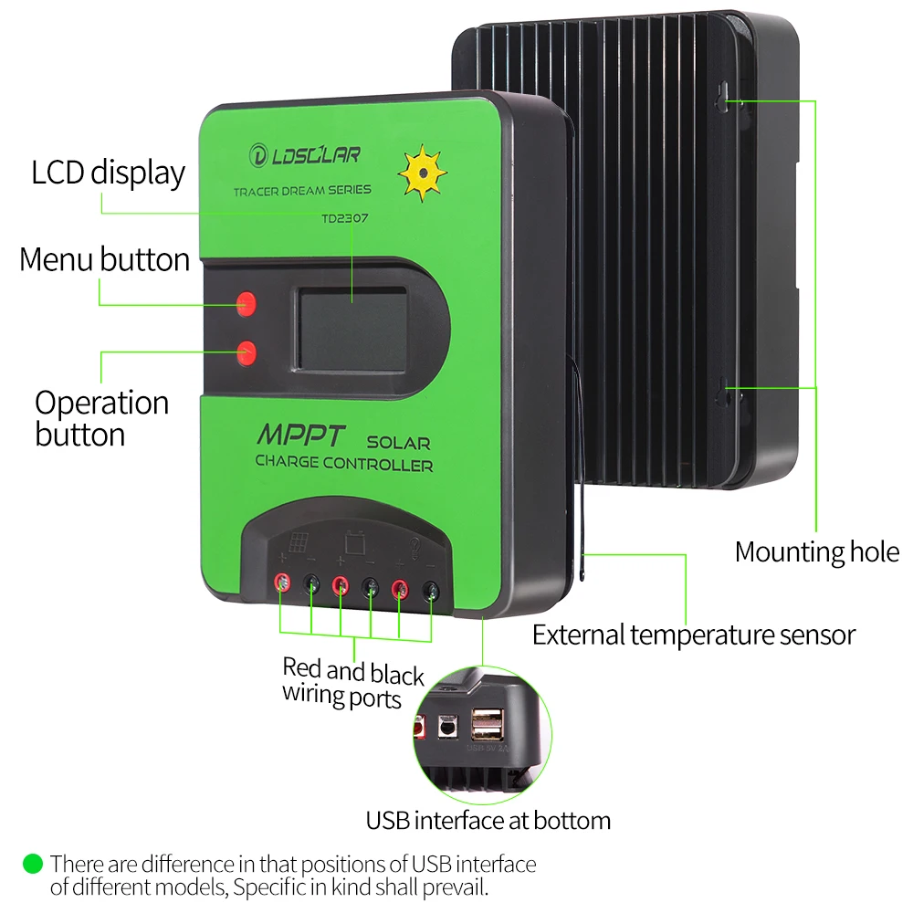 Ldsolar 40a 12v 24v for lifepo4 battery mppt solar charge controller