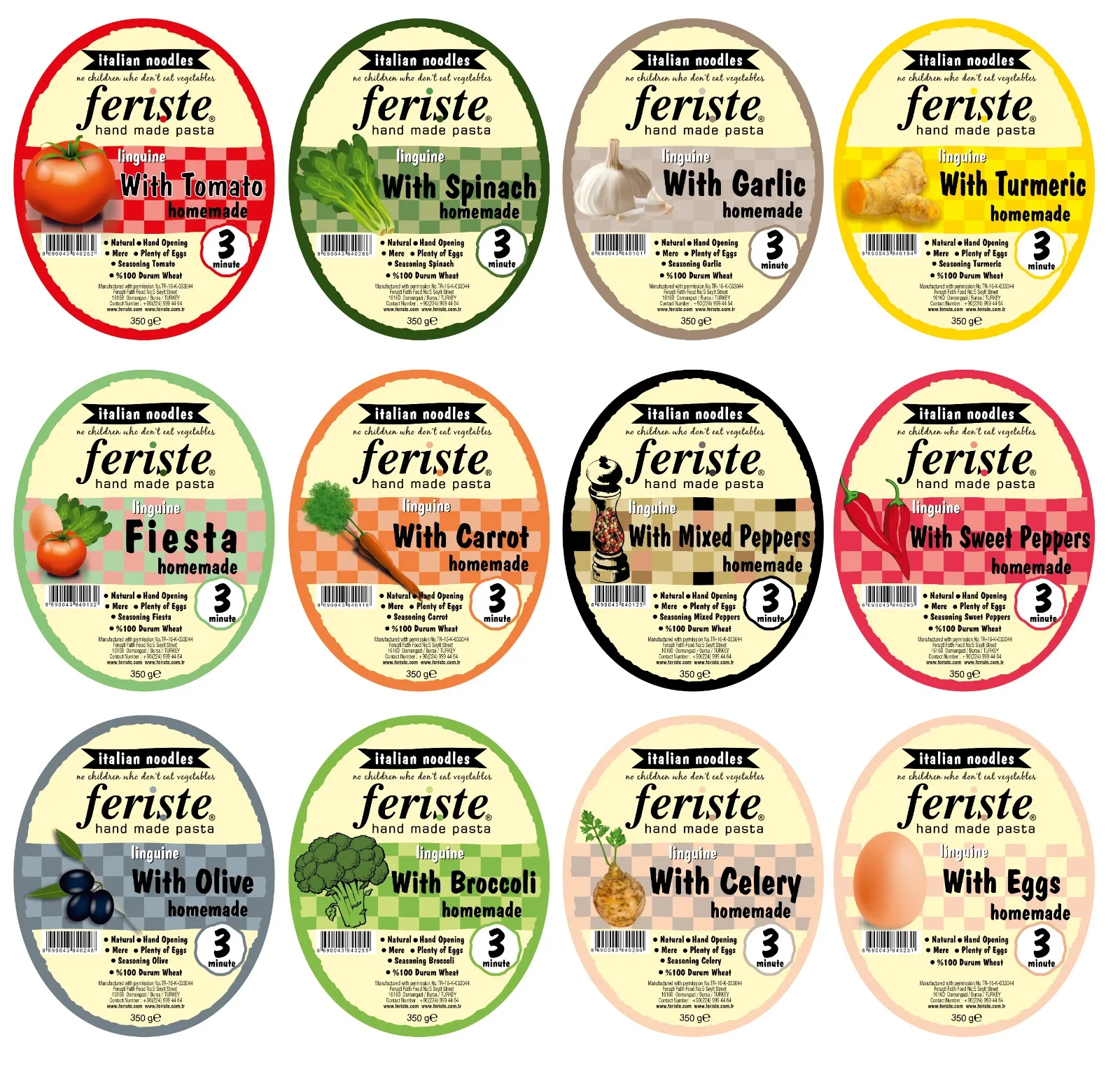 Brand New Wholesale 200gr Organic Durum Wheat Fettuccine Italian Pasta With Turmeric