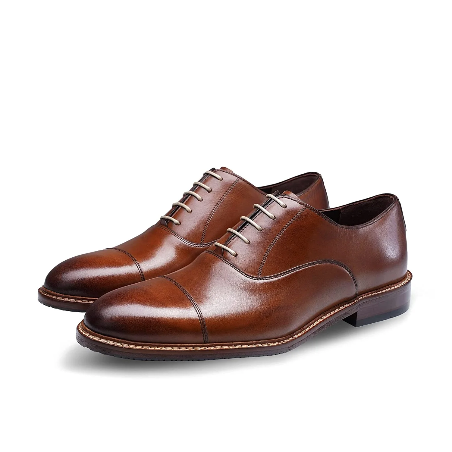 Mens Black Oxford Shoes Genuine Leather Light and Slip-On round Toe EVA Insole for Autumn Season