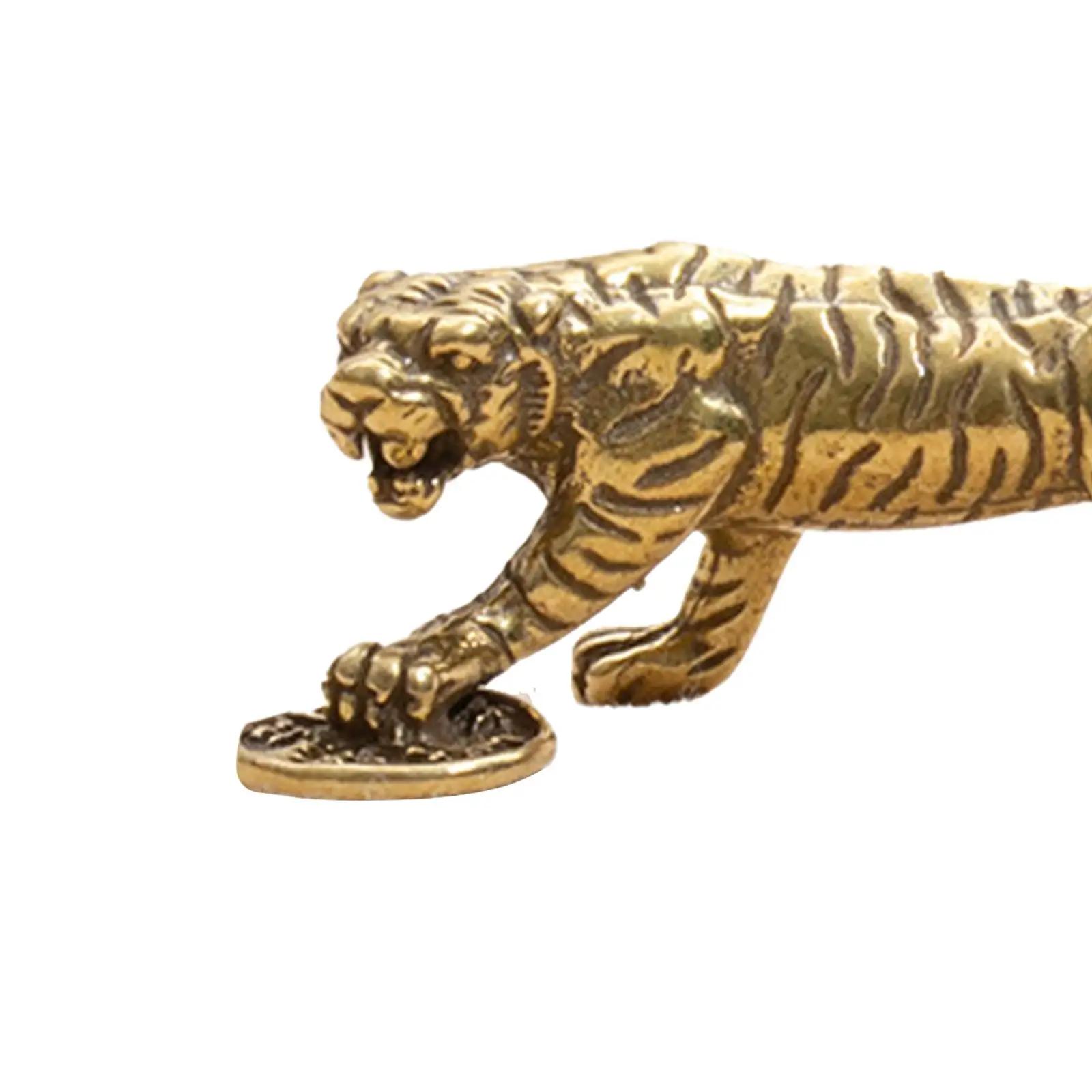 Brass Tiger Walking Tiger Sculpture Miniature Chinese Style Antique Brass Figurine Decor Desk Decoration Home Animal Ornament