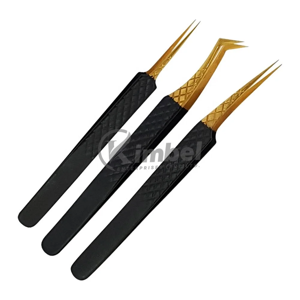 Top Trending Professional Use Strong Curved Lash Expert Tweezers All Plasma Color Eyelash Extension Tweezers Volume Beauty Tool
