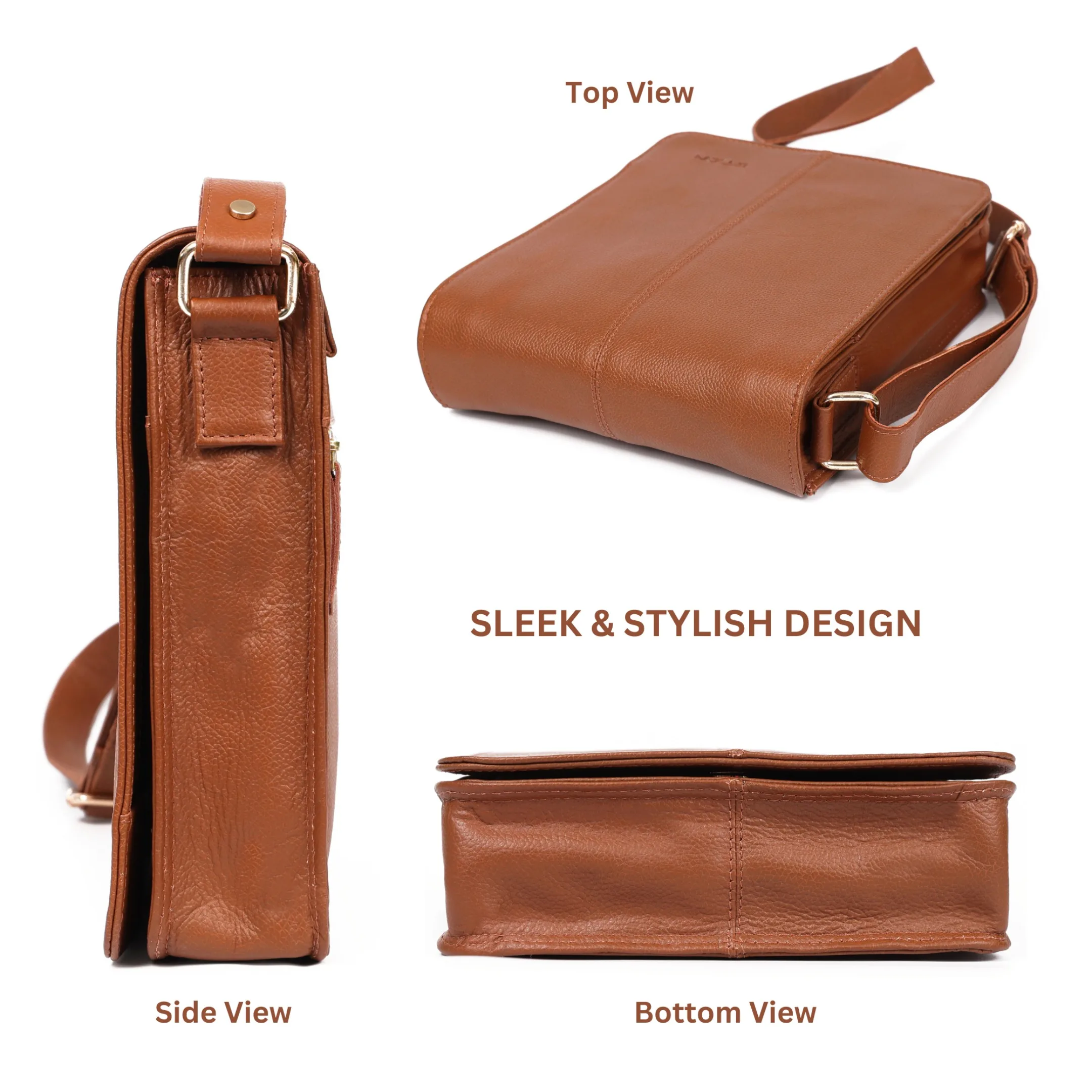 Premium Pebbled Leather Messenger Bag for Men Custom Crossbody with YKK Zipper Genuine Leather Shoulder Bag for Business Travel