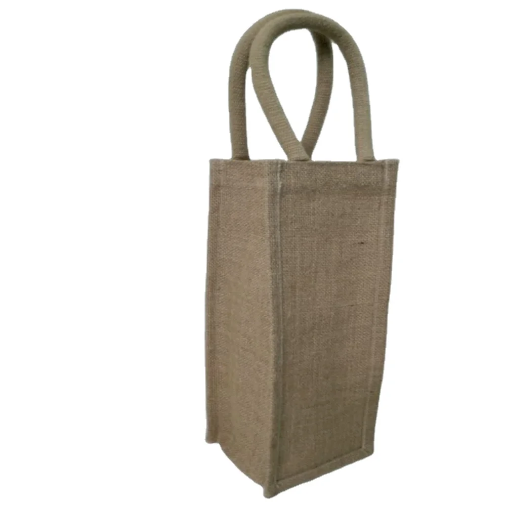 Wine bag with Jute lamination waterproof cotton, round, Drawstring handle Natural Burlap Wine  small packaging jute wine bag