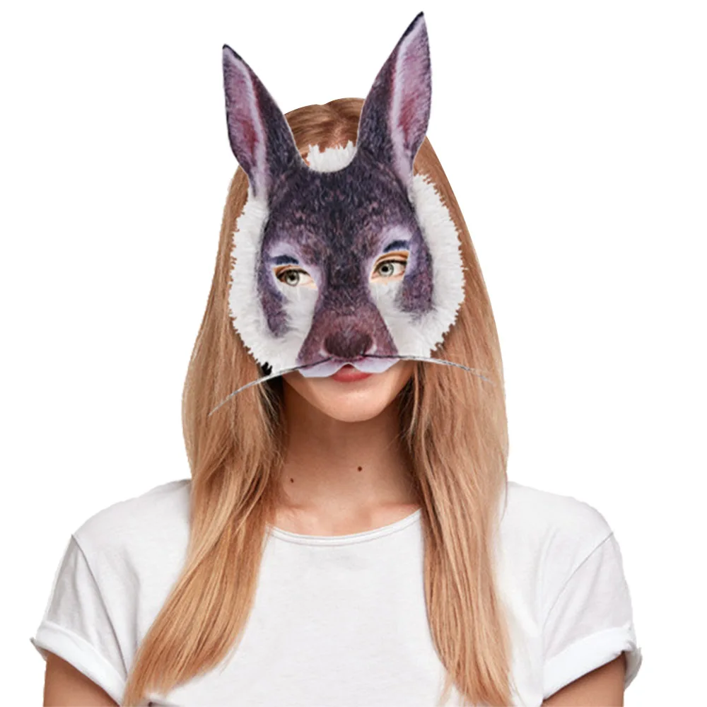 Easter & Halloween Carnival Party Decorations Kids Adult Animal Masks Including Plush Bunny Cartoon Fox Leopard Packaged in Bag