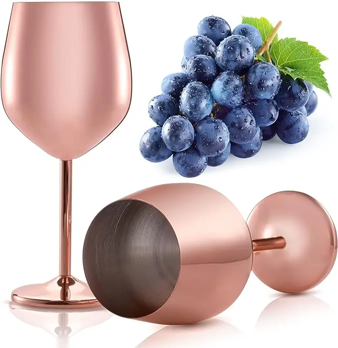 Beautiful  Indian Stainless Steel Mirror Finished Red Wine Glass Shatterproof Drinking Goblet Cup Cocktails Banquet Party