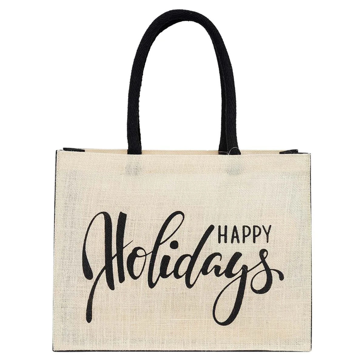 Jute shopping beach bag with black & lemon white combination padded handle strong and nice looking manufactured in Kolkata India