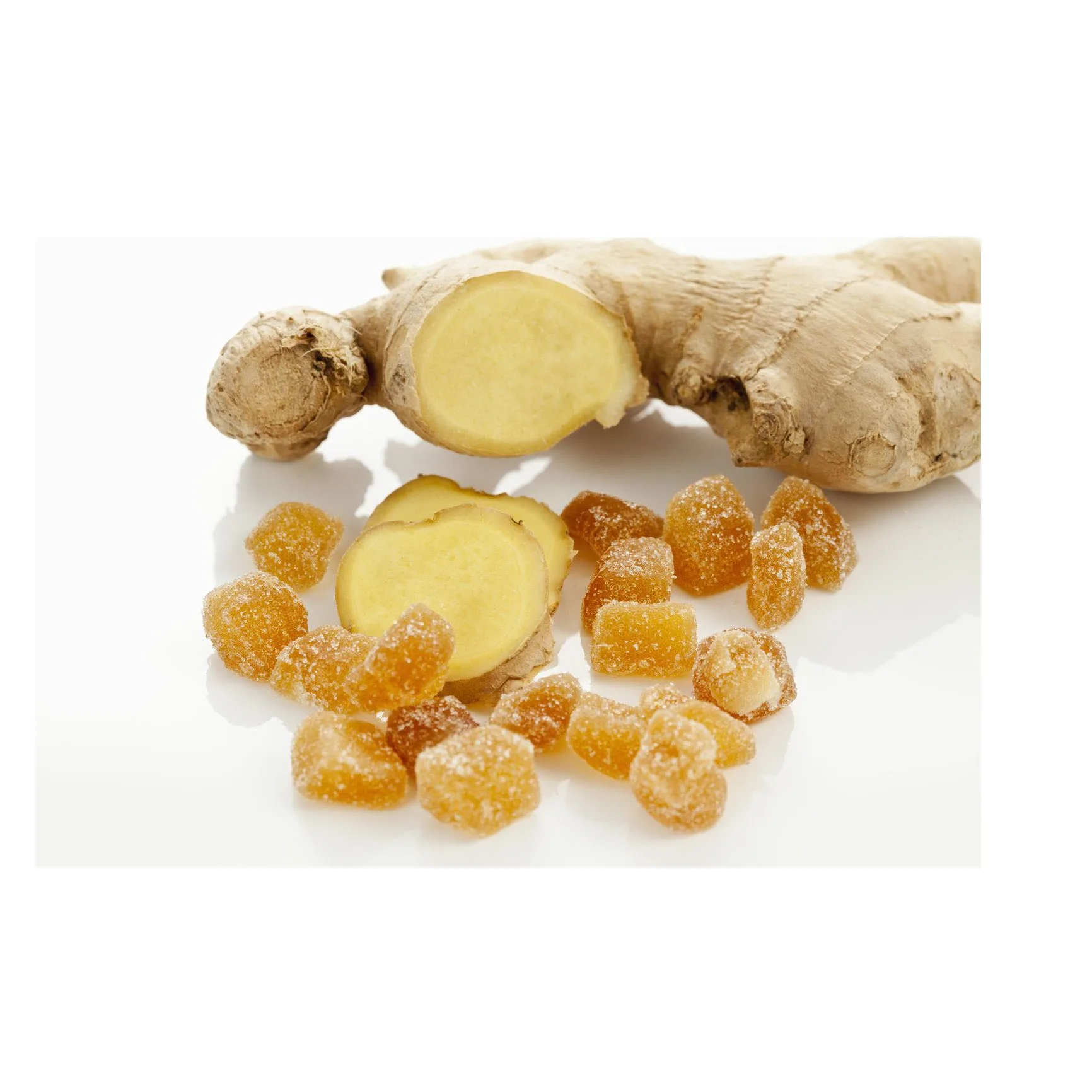 fresh ginger and air dry ginger with cardboard box and plastic carton