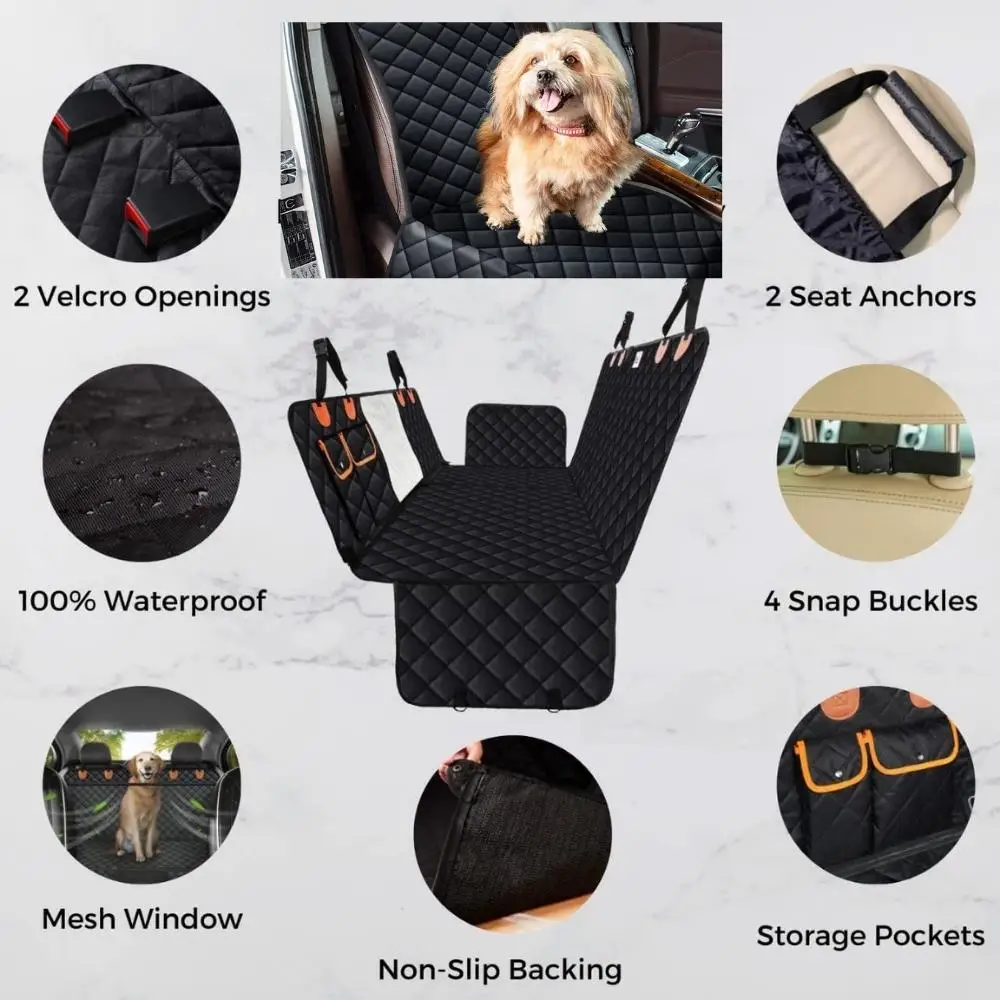 Dog Car Seat Covers with Mesh Visual Window Durable Dog Seat Cover for Back Seat Backseat Dog Hammock Protector