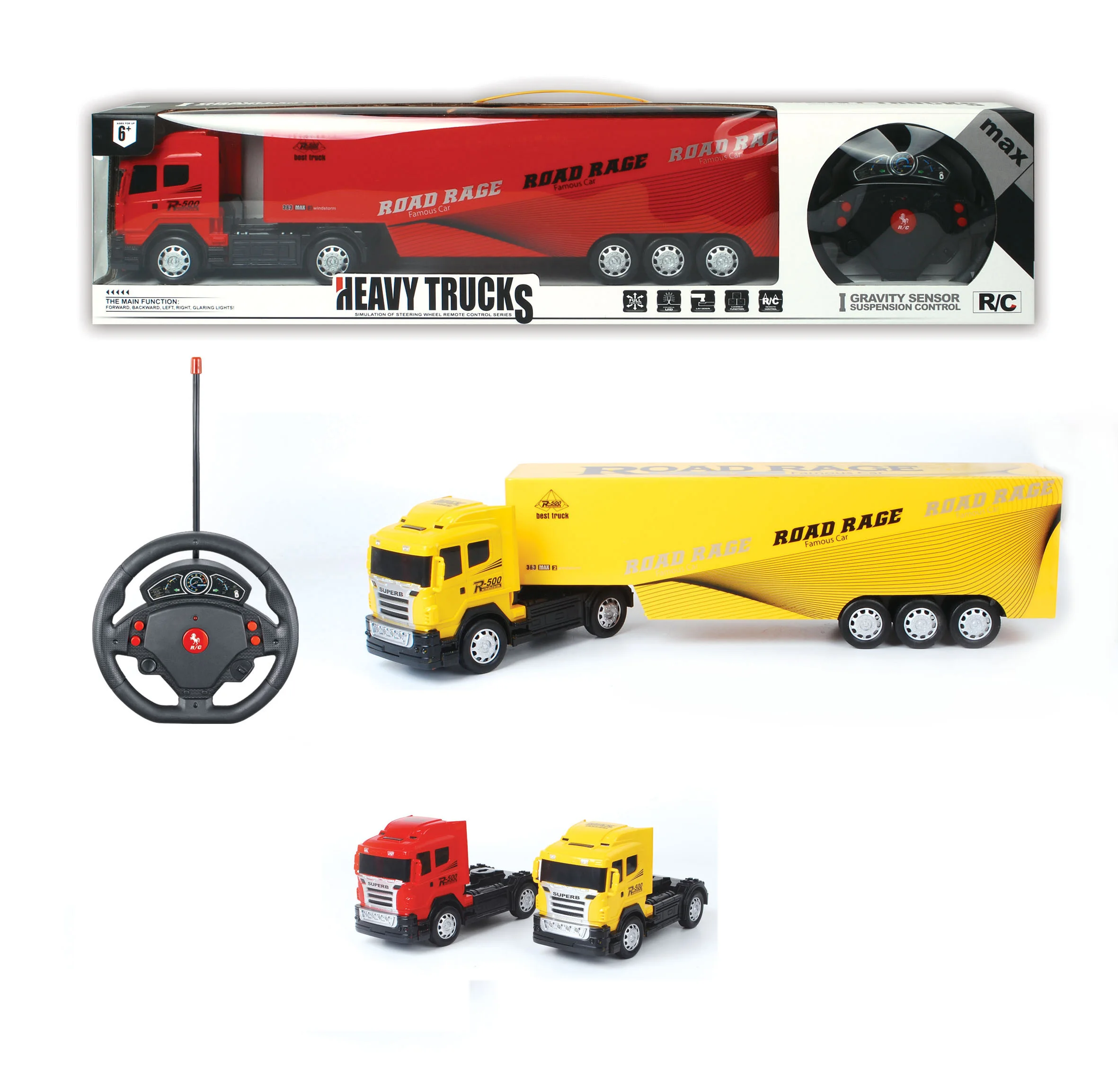 Customized 4CH Steering Wheel Remote Gravity Sensor RC Container Truck Toys For Kids Gift 2022