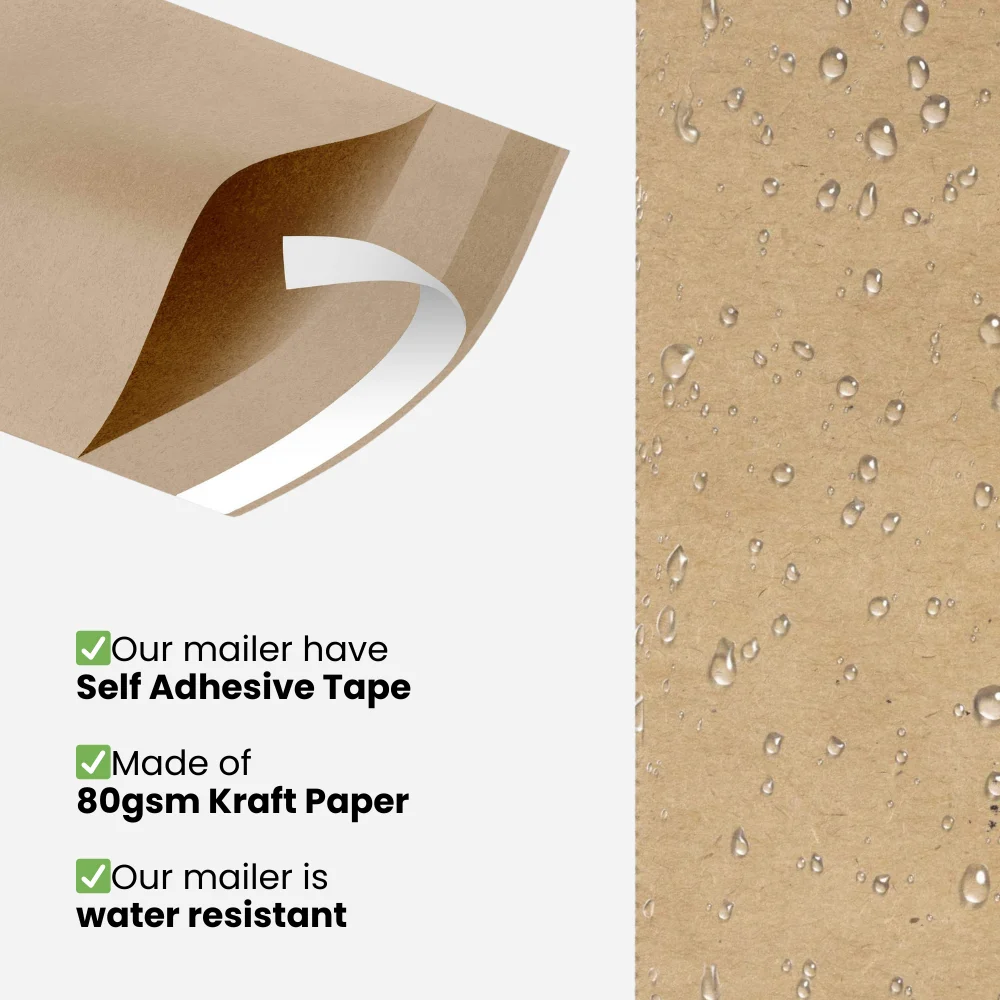 Fully Biodegradable Kraft Paper bag Custom Colored Mailer For Book and Garment Package with Custom Logo