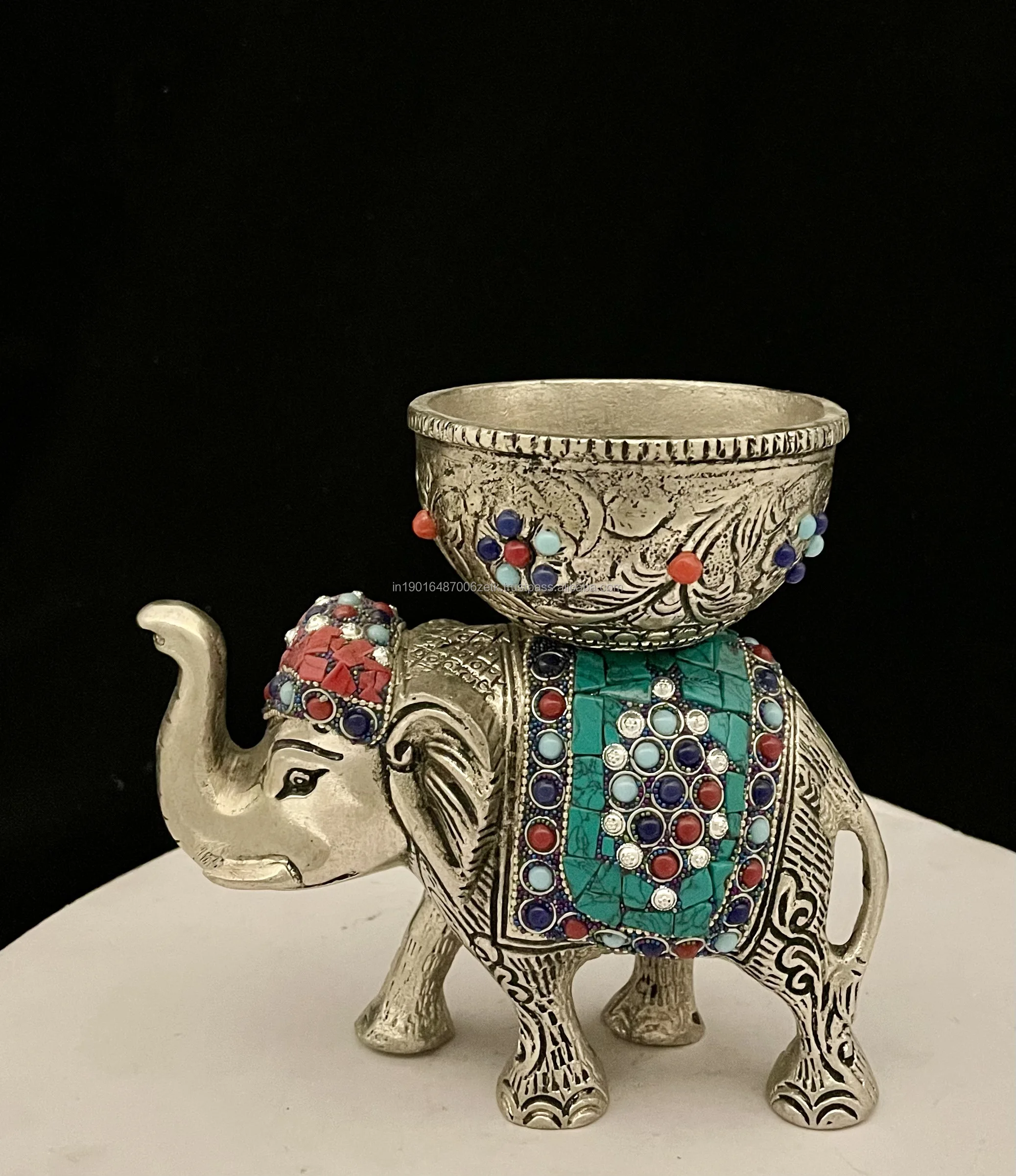 Best Gift Handcrafted Decorative Silver Plated Elephant Bowl Good Luck Charm Elephant Pooja Mandir elephant Antique Showpiece