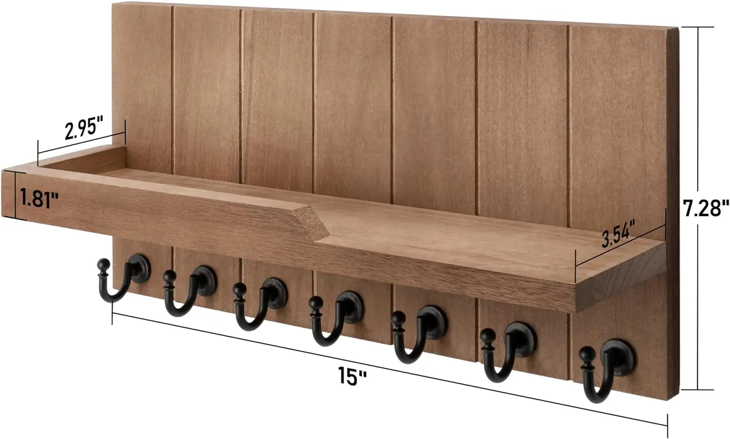 Key Holder for Wall - Farmhouse Rustic Mail Organizer Floating Shelf for Home Kitchen Entryway Decor with 7 Sturdy Key Hooks