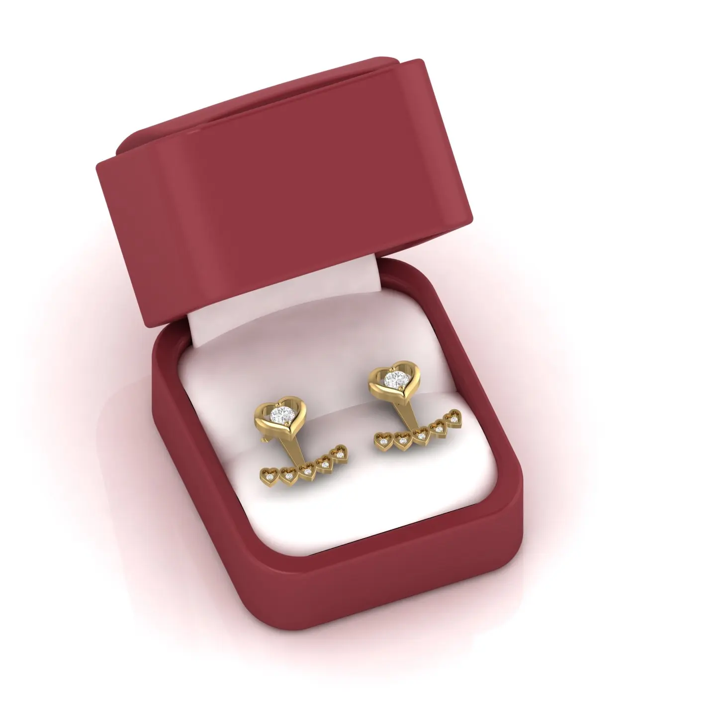 Minimalist Heart Real Diamond 0.52CT Stud Love Earrings For Women In 14kt Yellow Gold 4.39 Grams Designer Fine Jewelry