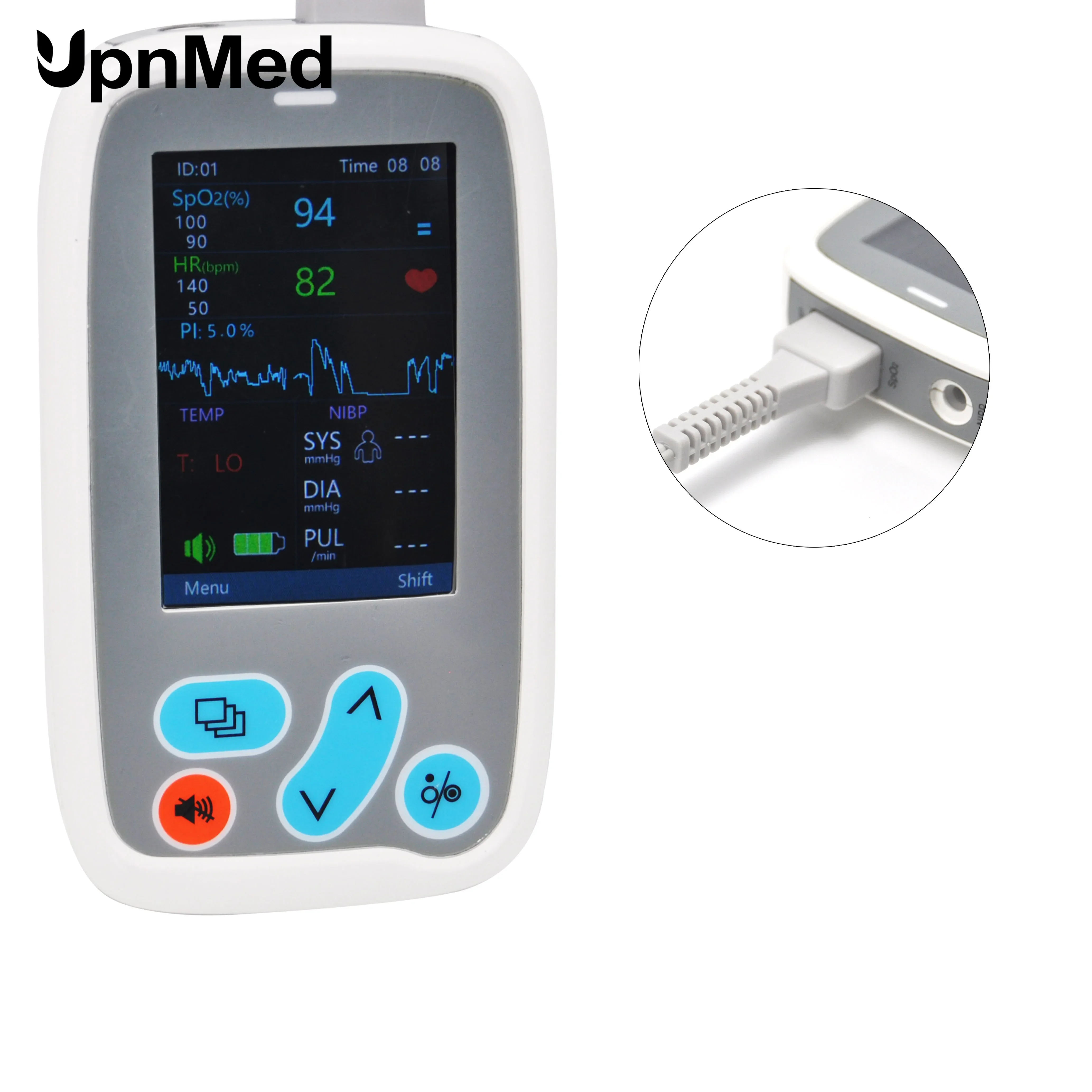 Handle pulse spo2 sensor nibp cuff temperature sensor palmful multi-papameter monitor