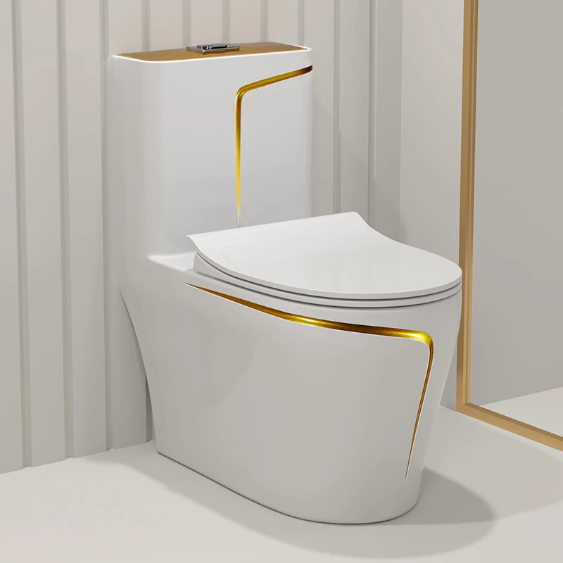 Sanitarios Inodoros Modern One-Piece Water Closet luxury Sanitary Ware Design Ceramic Bathroom Wc Gold White Colored Toilet Bowl