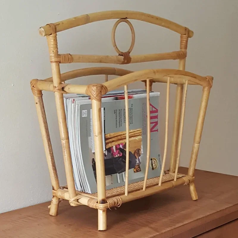 100% Eco Friendly Rattan Wicker magazine rack, High Quality Rattan Book Storage Organizer Cheap Wholesale