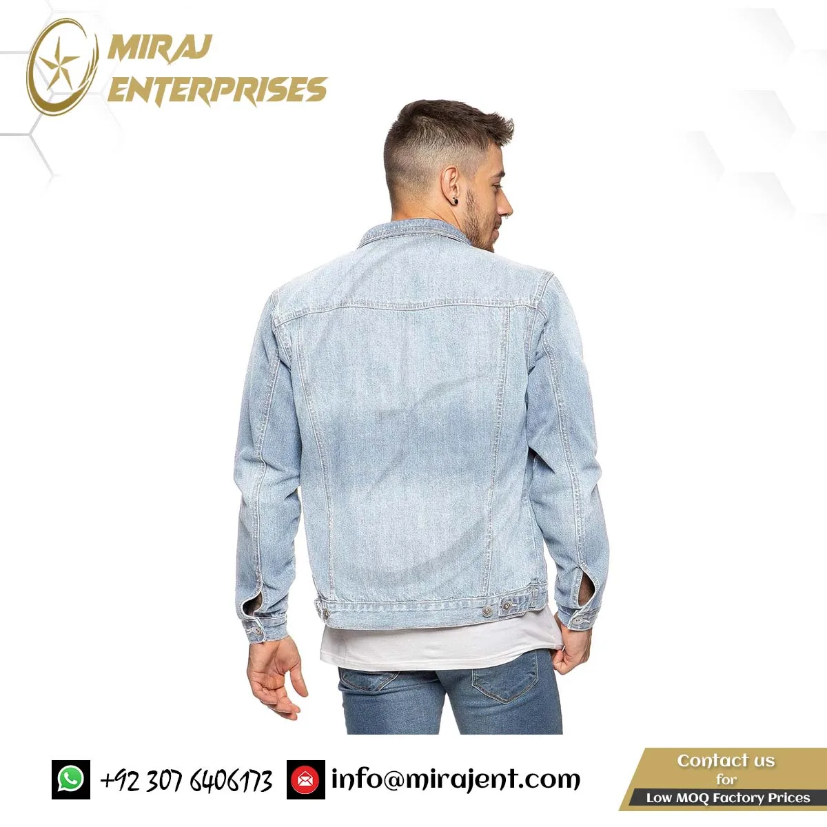 Mens Denim Jacket Western Classic Style Trucker Vintage Style Jean Coat Black Blue