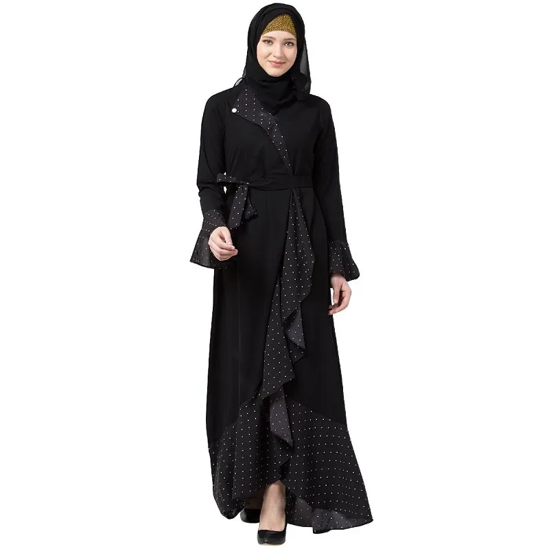 High Quality Islam Clothing Women Muslim Dubai Abaya Turkey Fancy Luxury White Long Hooded Kaftan Dress