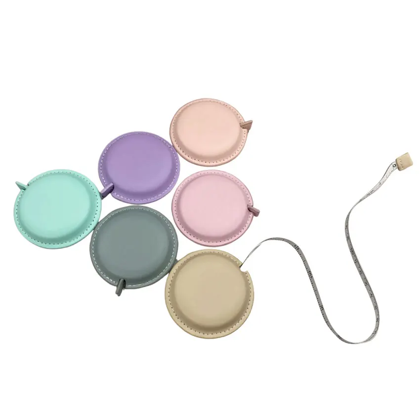 leather small portable promotional keychain with weight measuring tape