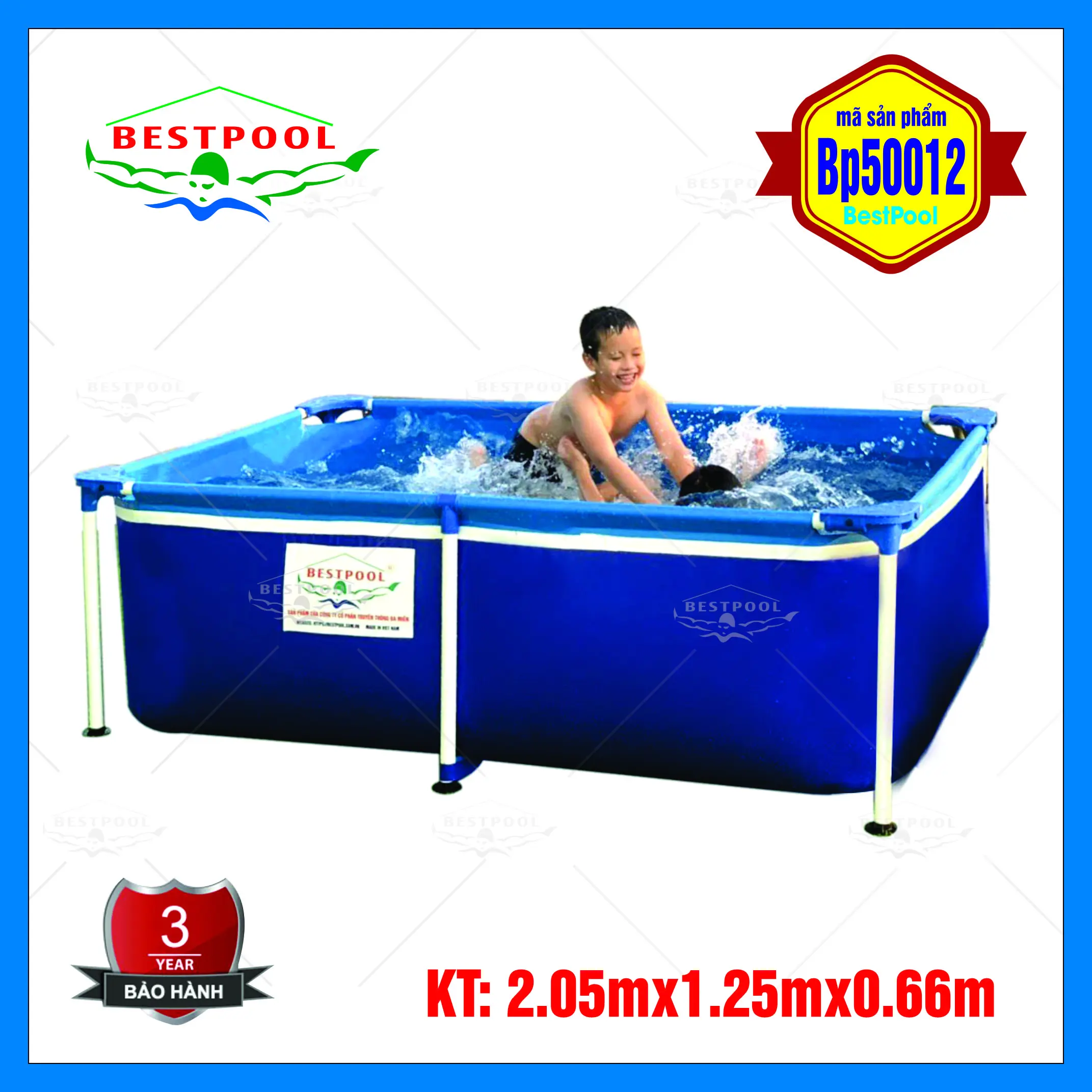 Summer Vacation Kids Blue Big Hot Selling Rectangle BESTPOOL Mini Swimming Pool BP50012 for 2 to 3 people