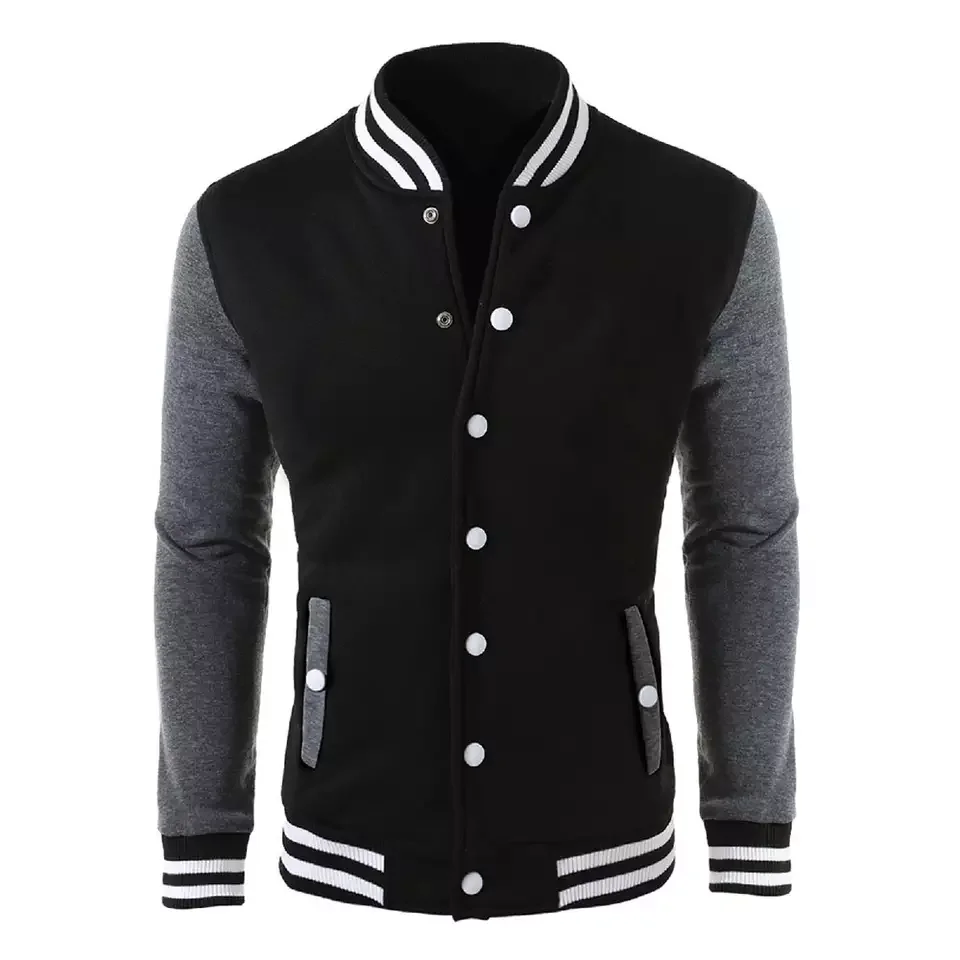 Custom Logo Leather Sleeves Embroidery Black Men College Men Jacket Letterman Casual Wear Men Clothing Varsity Jacket