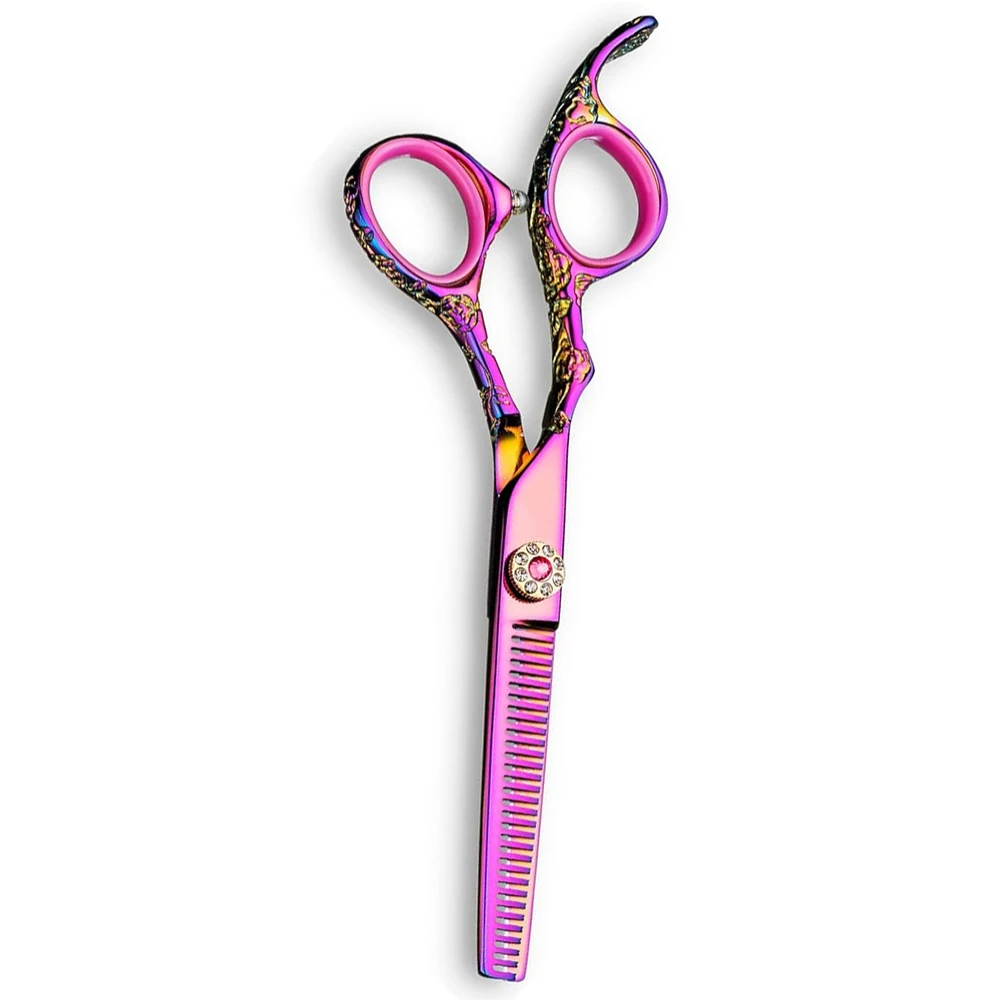 Titanium Color Coated Hair Thinning Scissors With Fix Finger Rest Sharp Edge Barber Thinning Shears For Beauty