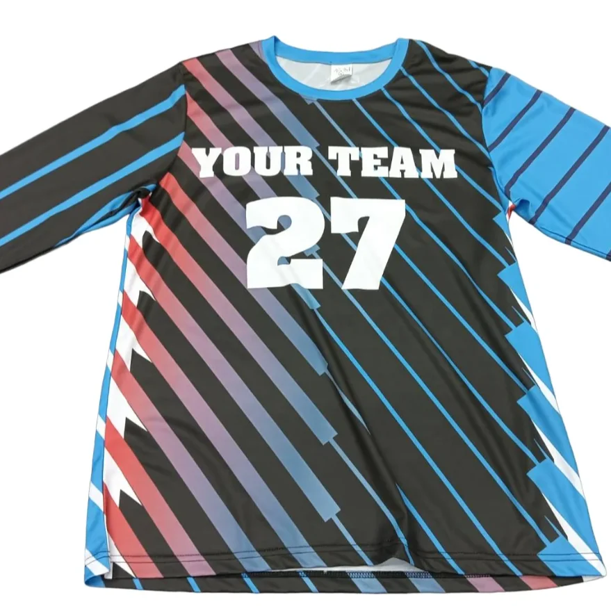 OEM service crew neck Long sleeves Jersey style T Shirt Sublimation printing customized Long sleeves t- shirts