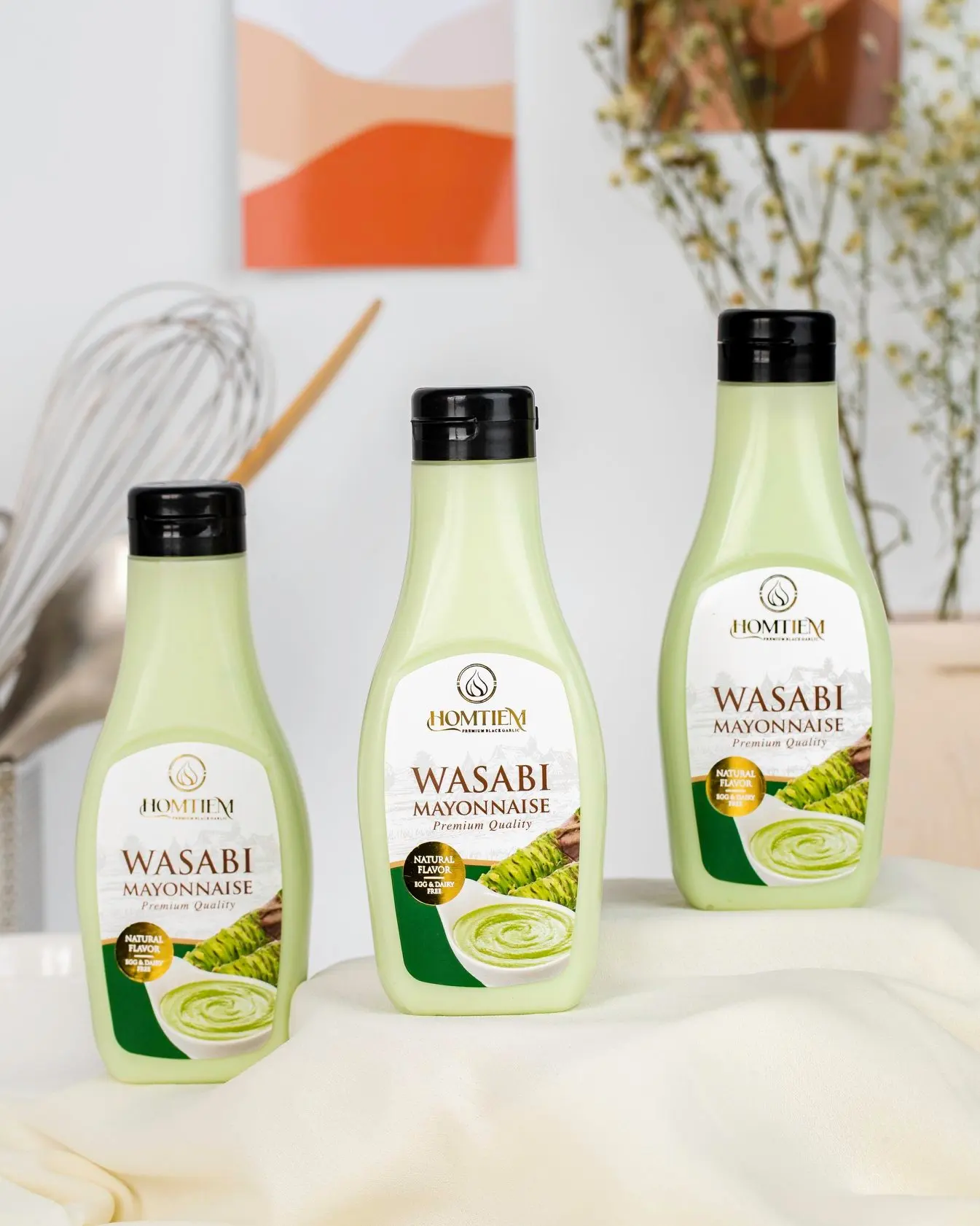 Homtiem Wasabi Mayonnaise 7.04 Oz (200g.) Squeeze Bottle Vegan Non-GMOs Egg Free Gluten Free Dairy free