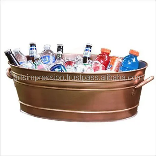 High on demand & magnificent with stand Stainless Steel Dimpled Oval Beverage Tub Metal Ice and Drink Bucket Drink Chiller for