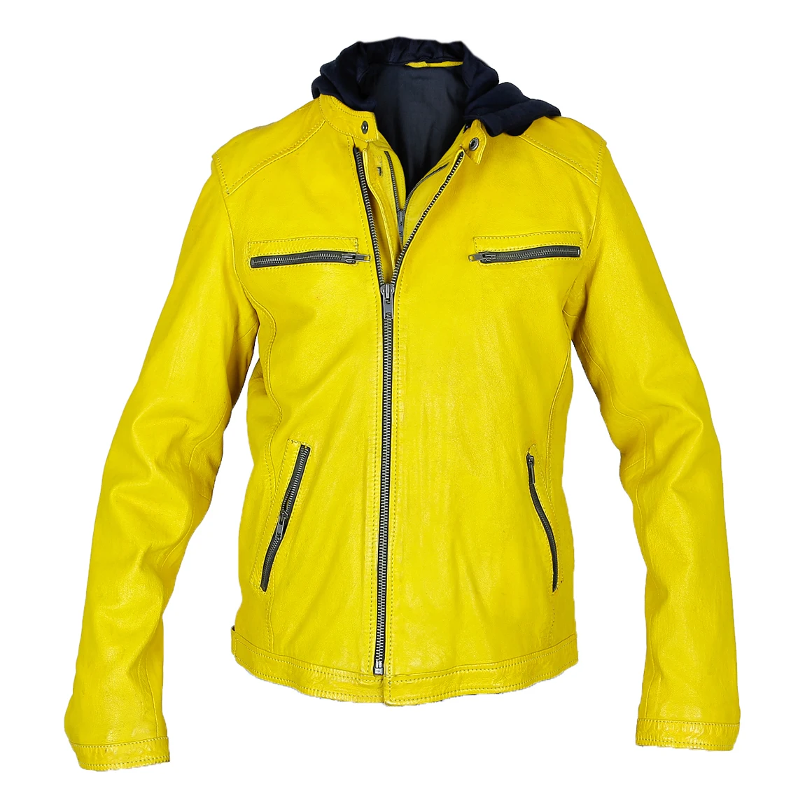 New Designer Hoodie Leather Jacket Closure Zippers Style Softshell Pakistan Leather Jackets For Men