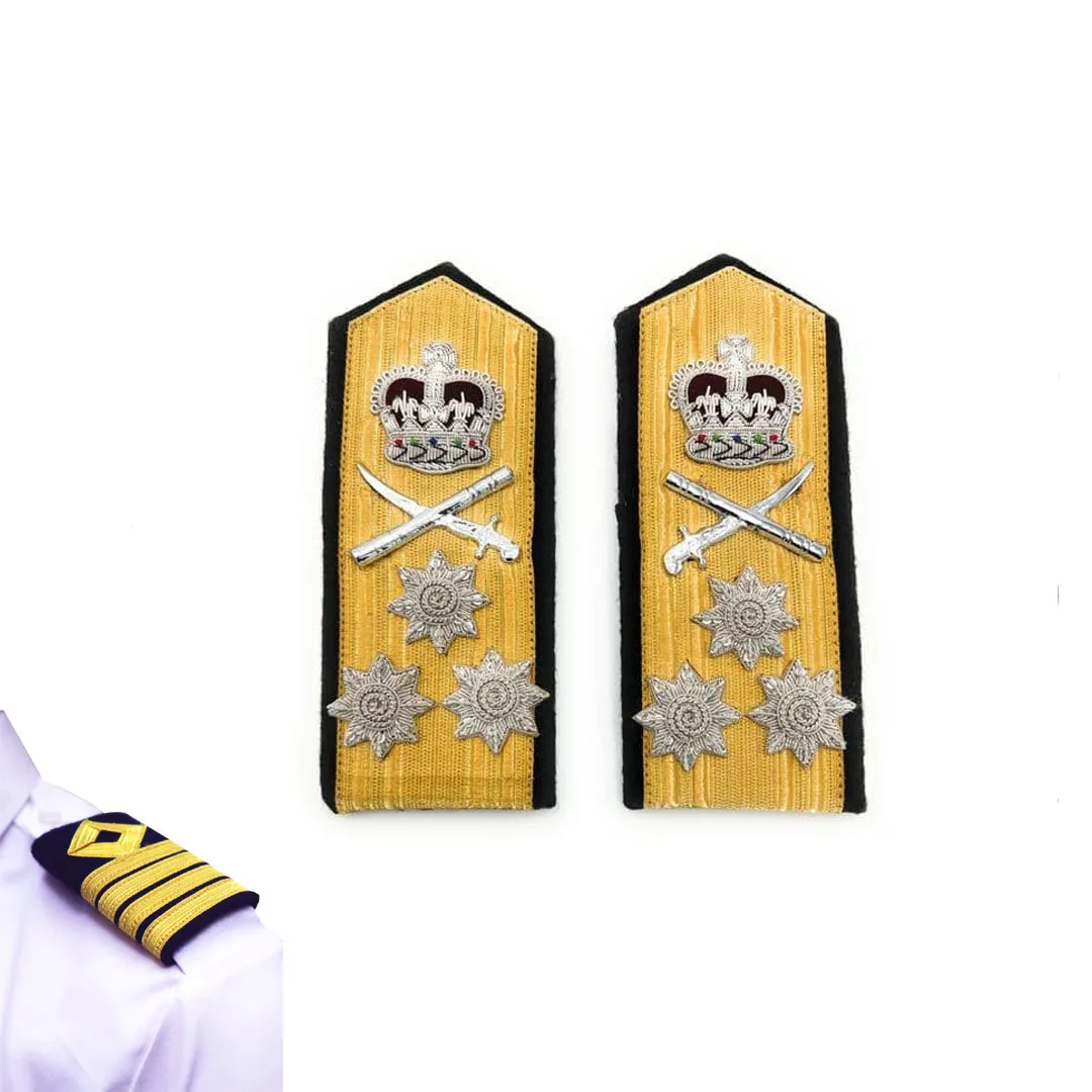 Epaulettes Vice Admiral Shoulder Boards PressStrap at Back sword Shoulder Epaulette Board Captain Rank Uniform Epaulettes