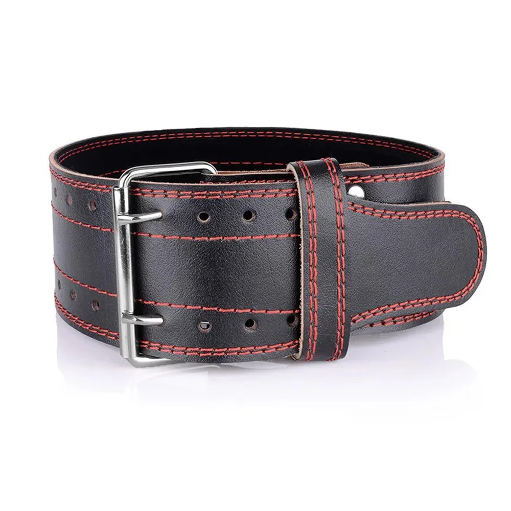 High-quality black weightlifting belt with customized back support, made from genuine cowhide leather power belts