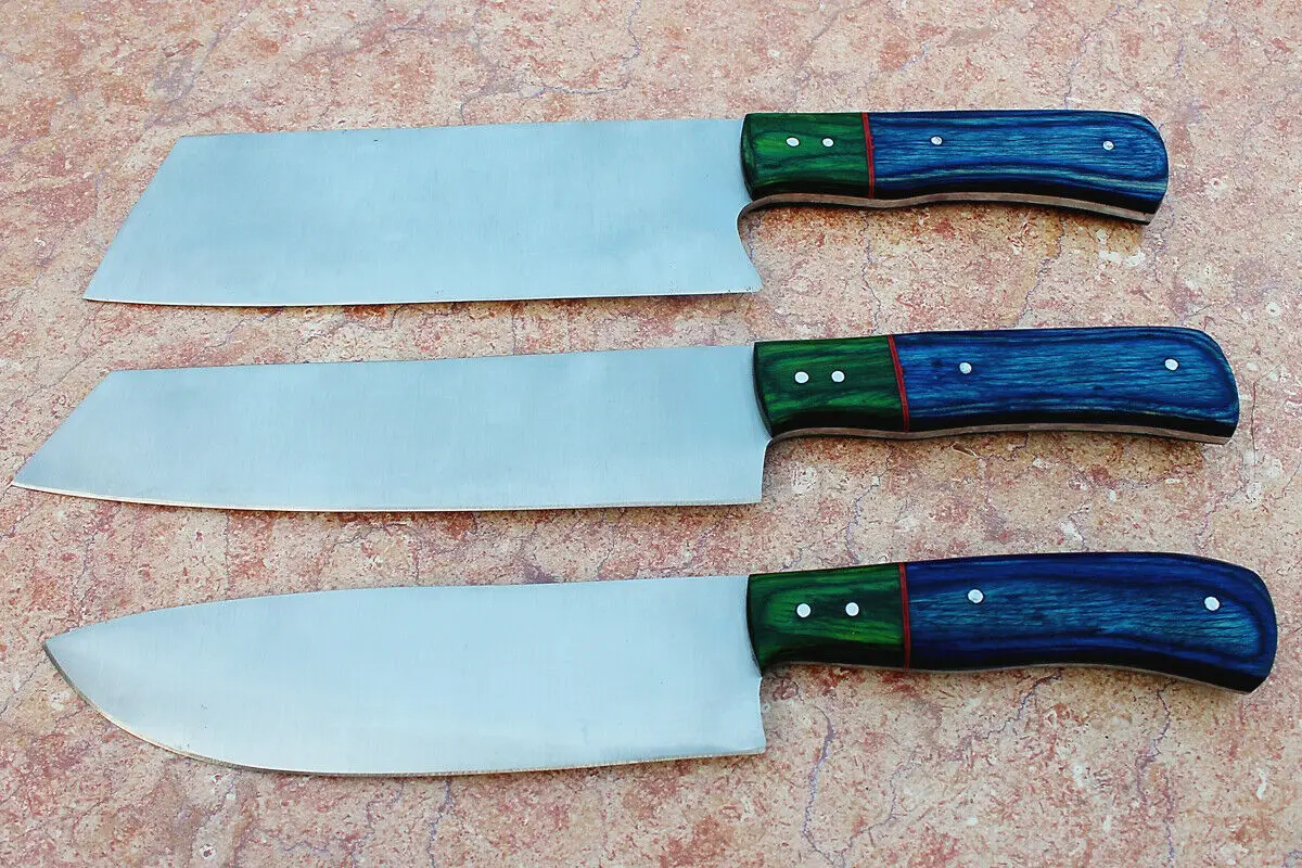 Top Quality Custom Handmade Stainless Steel Professional  Chef Kitchen Knife Wood Handle  With Leather Sheath