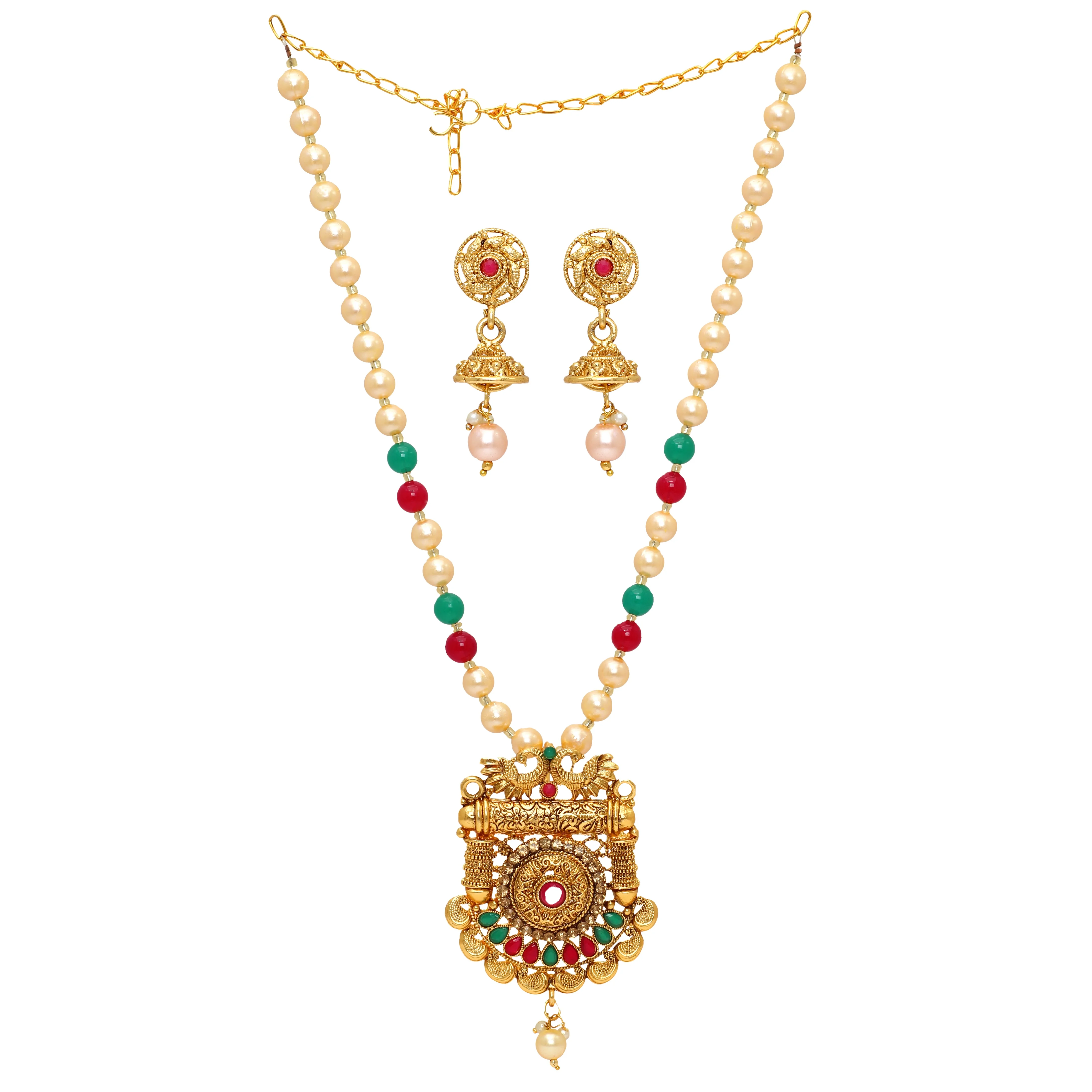 Latest Exclusive Designer Fashion Indian Jewellery Light Weight Matt Gold Long Traditional Necklace set With Long Earrings 2023