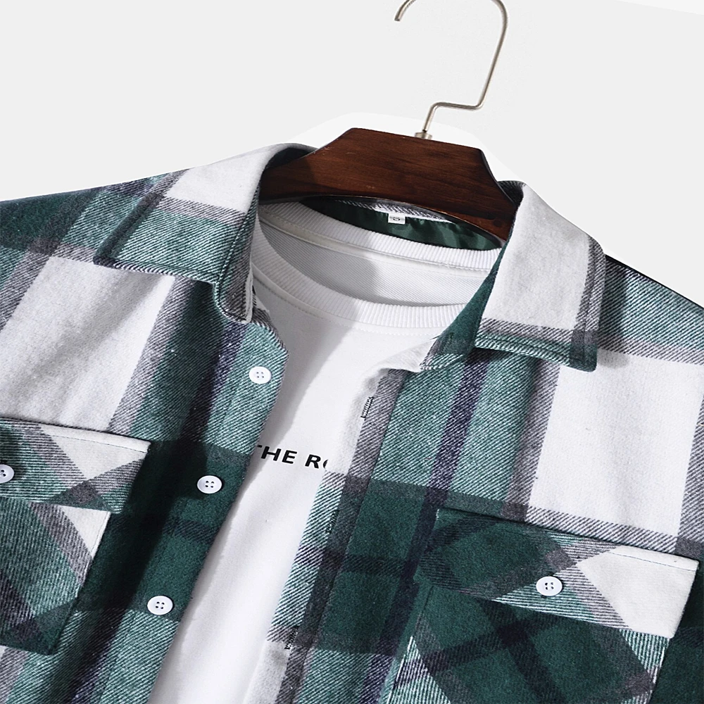 Best Selling Plaid Cotton Flannel Shirt for Ski Snowboarding Casual Style with Custom Logo Buttons & Button Holes OEM Supply