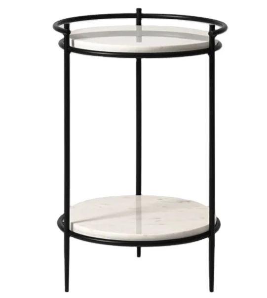 Smarts collection iron round coffee Tables with top marble table for Bedroom, Living Rooms