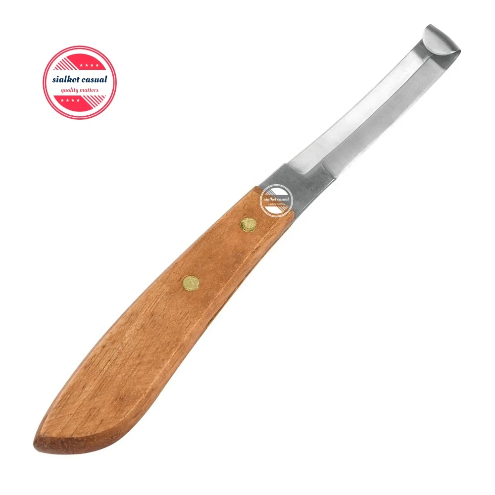 Wooden Handle Hoof Knife Wide Blade Right Hand Farrier Equipment Horse Stainless Steel Blade  Animal & Veterinary