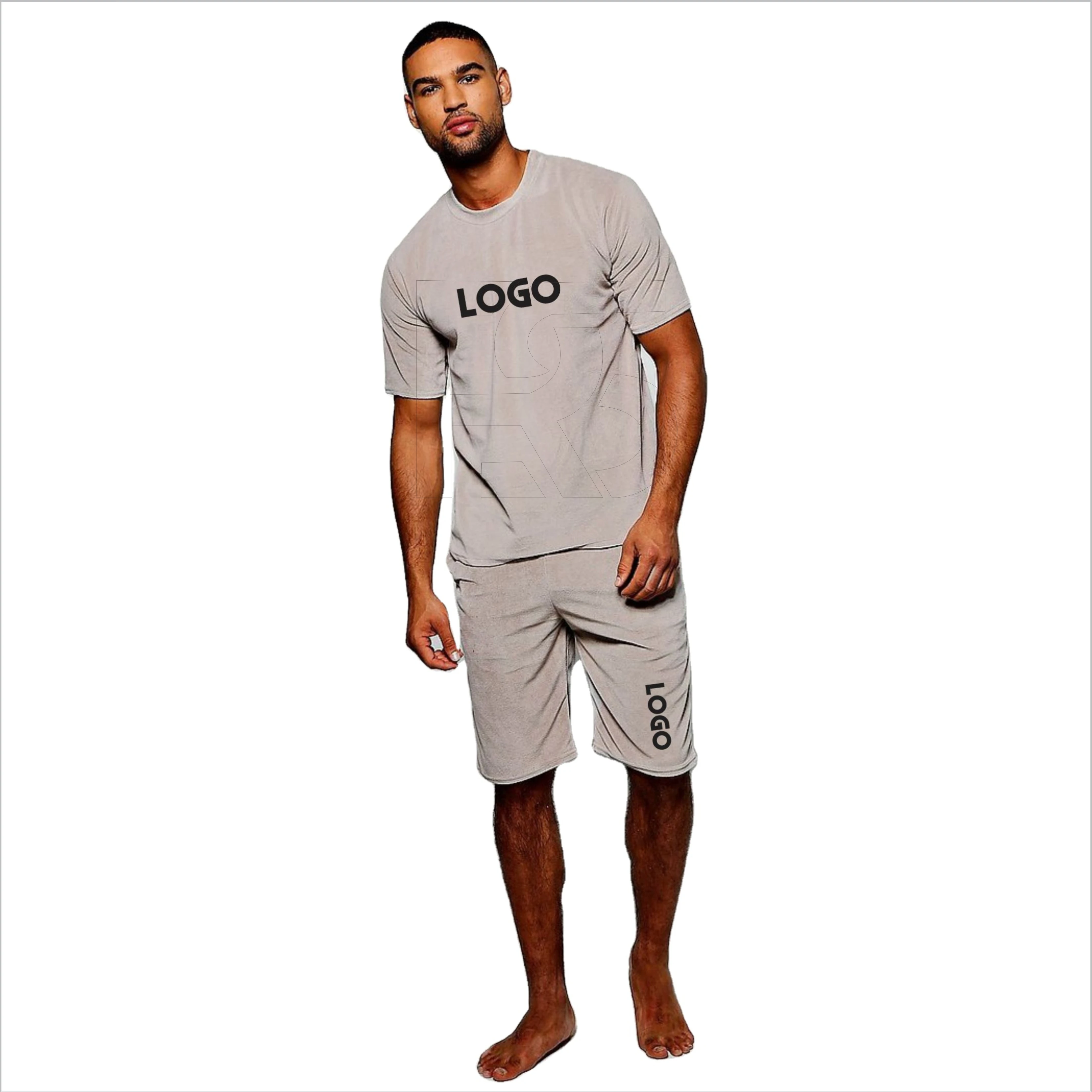 High quality custom men short sleeve summer tracksuit brand beach wear two piece pants set T shirt with shorts twin sets