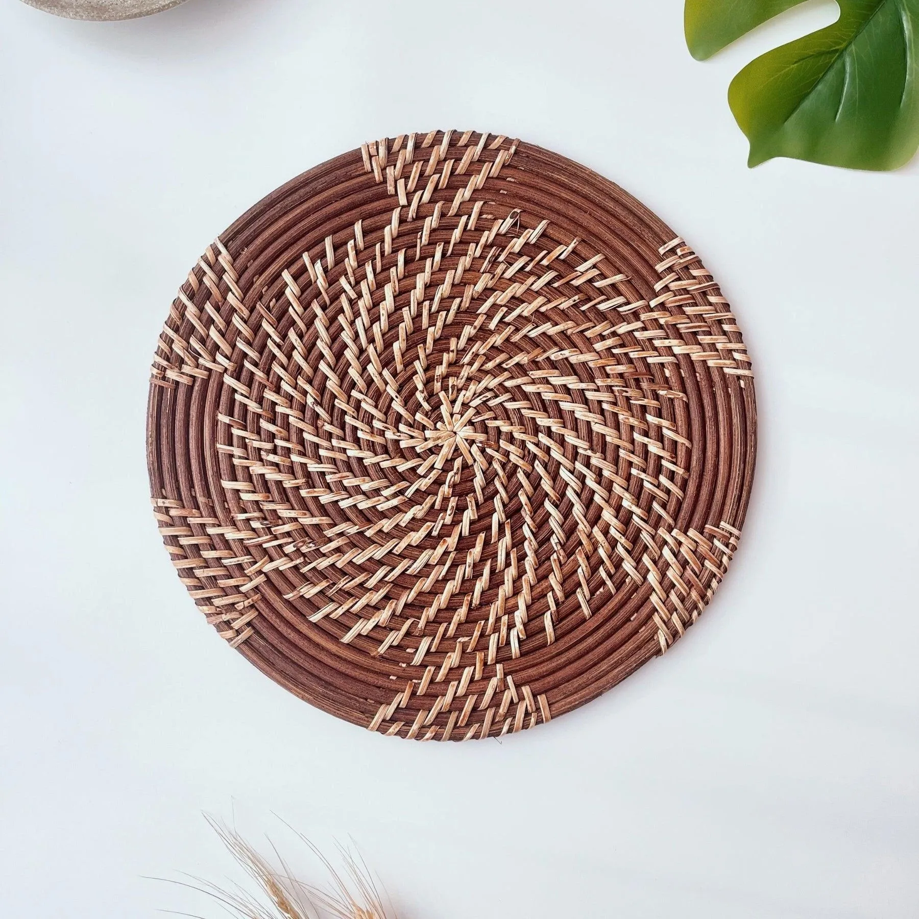 Vietnam Manufacturer Round Rattan Placemats Natural Hand Woven Rattan Placemat Table Decoration & Accessories