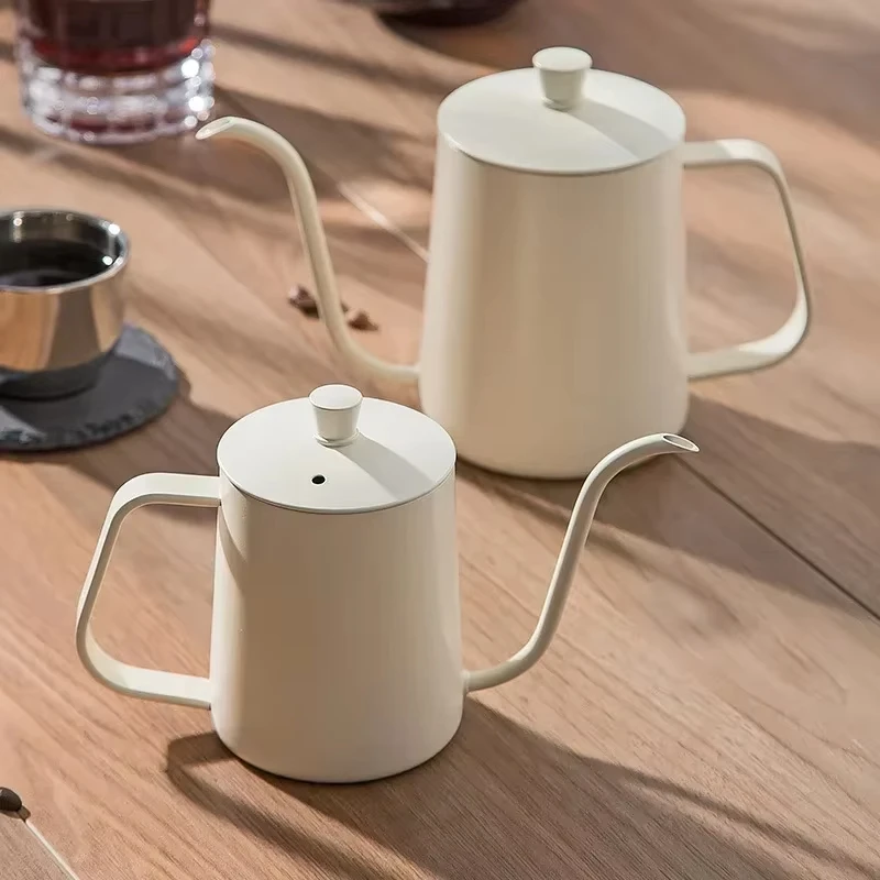 304 Stainless Steel Manual Pour Over Hand Drip Coffee Pot Black With Lid Spout Long Mouth Hotel Travel Camping Coffee Kettle