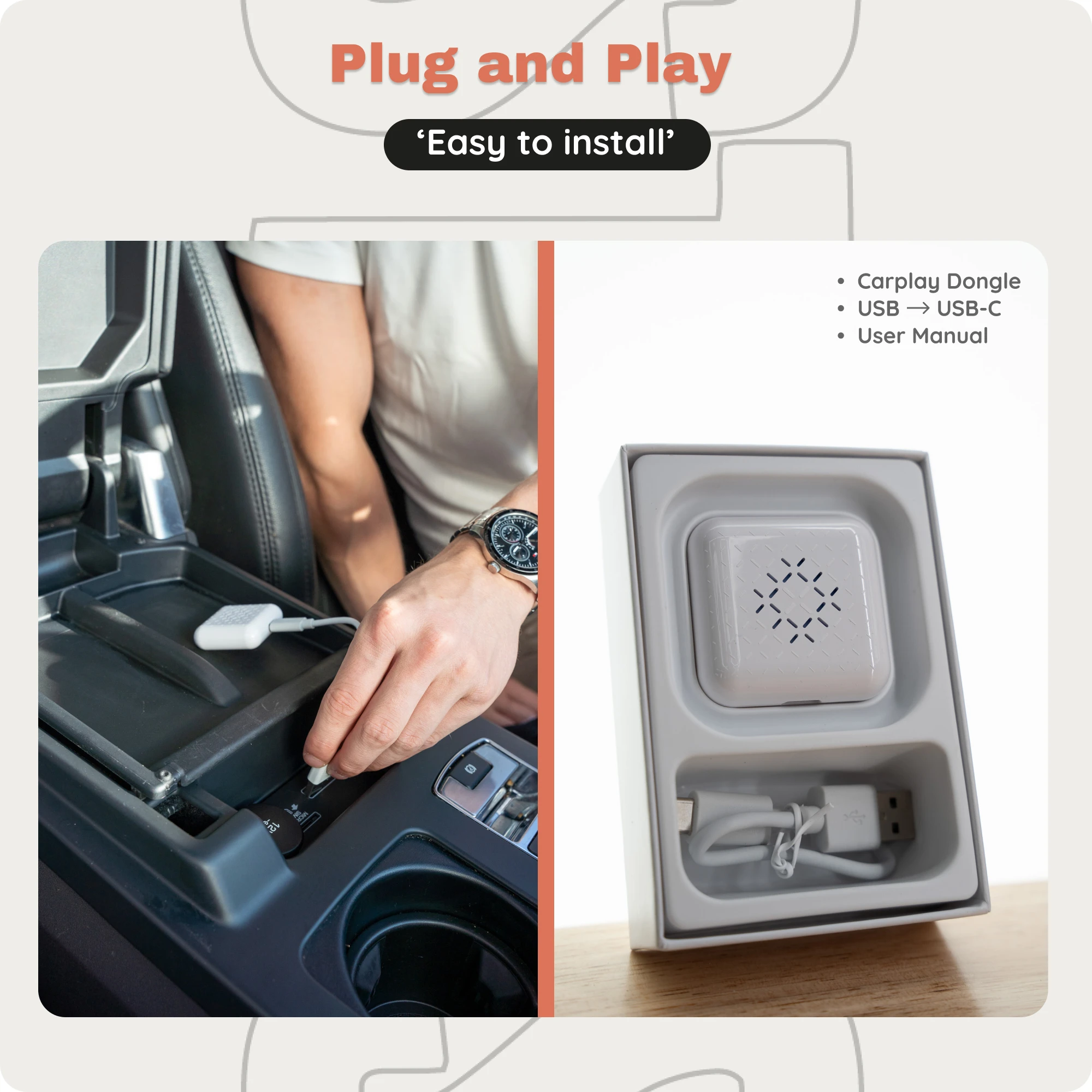 U2W Mini3 проводной и беспроводной адаптер Carplay 26g Carlink 30 Mini ODM OEM AI Box для iPhone