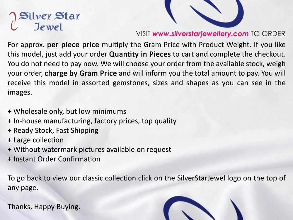 SilverStarJewel Sterling Silver Real Gemstone Jewellery Shop Necklaces Fashion Jewelry Online Non Tarnish Wholesale By Gram