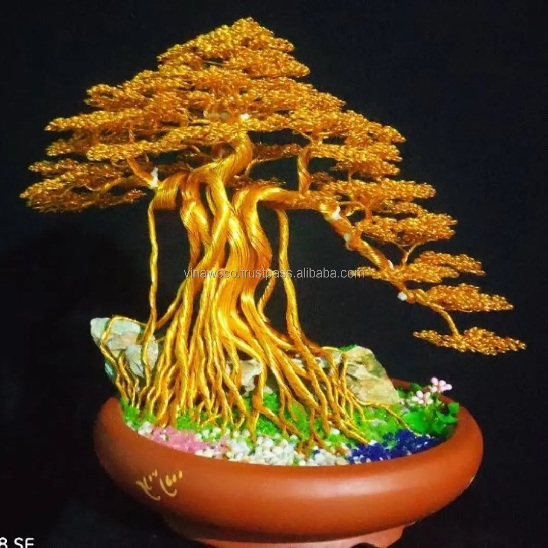 New Products Arriving Factory Artificial Copper Aluminum Wire Handmade Bonsai Tree Pots for Wholesales
