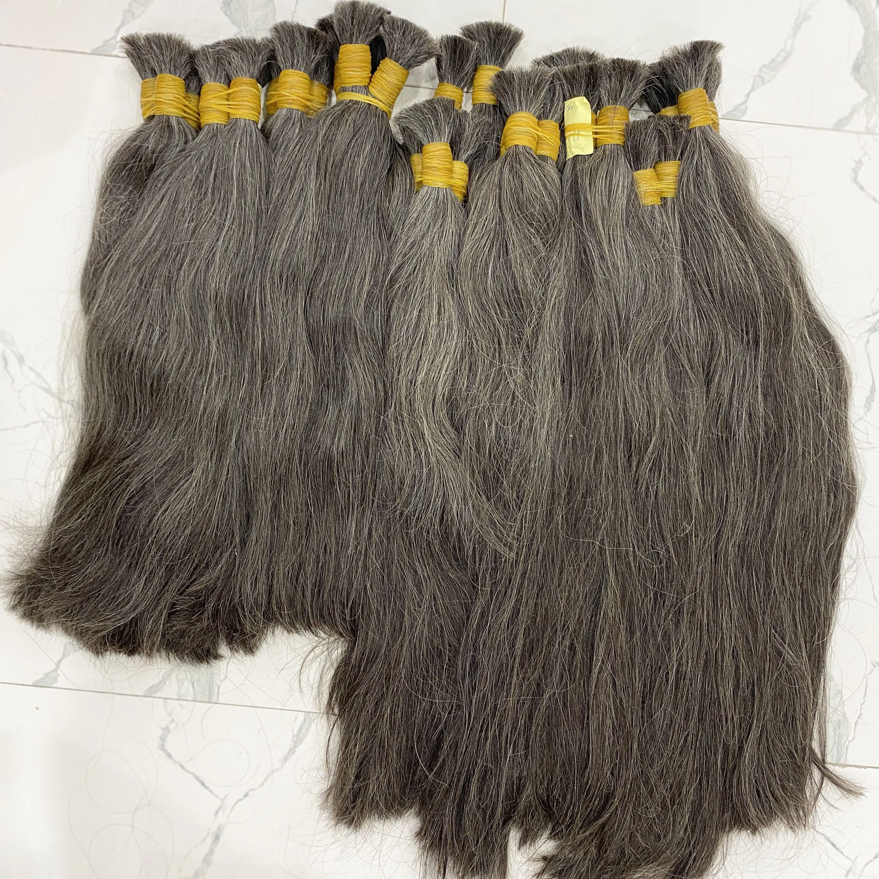 Wholesale Straight Natural Gray Hair In Bulk Vietnamese Human Hair Extensions All Cuticles Aligned