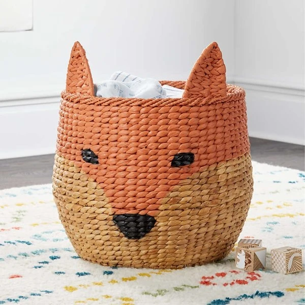 Hot Deal Cute Animal Storage Seagrass Woven Baskets Decorative Collapsible Clothing Hamper Wholesale Handmade Home Organization