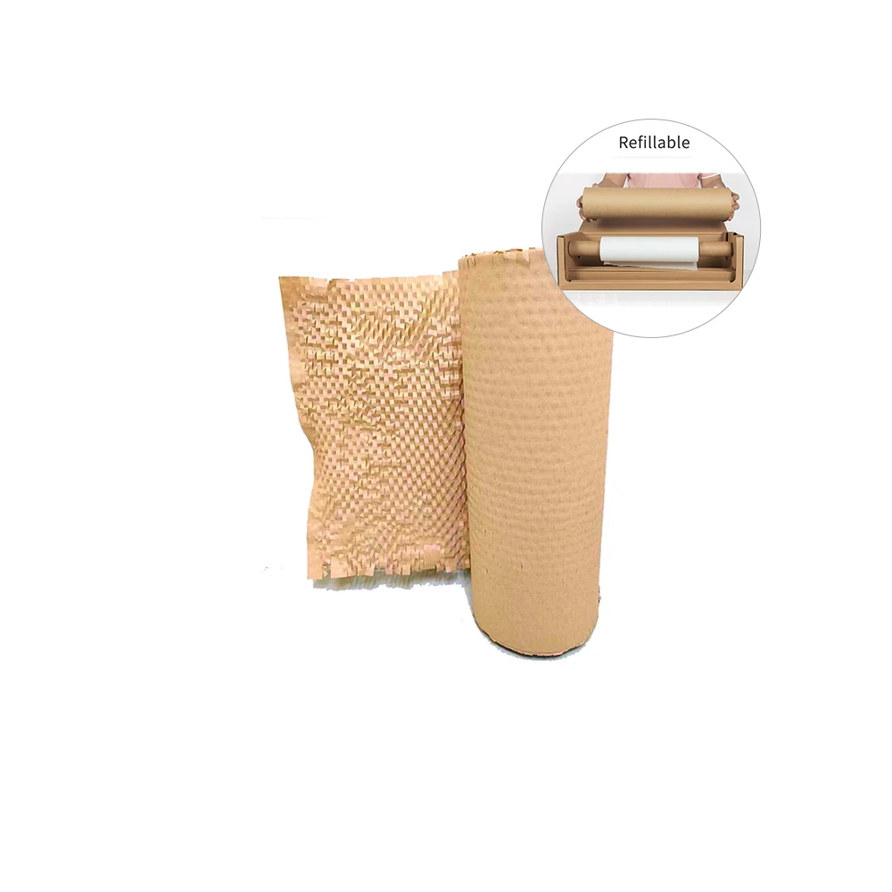 Hot Sale Eco-Friendly  Honeycomb Wrap Paper With Cardboard Dispenser Roll Biodegradable Fully Recyclable For Packing Moving