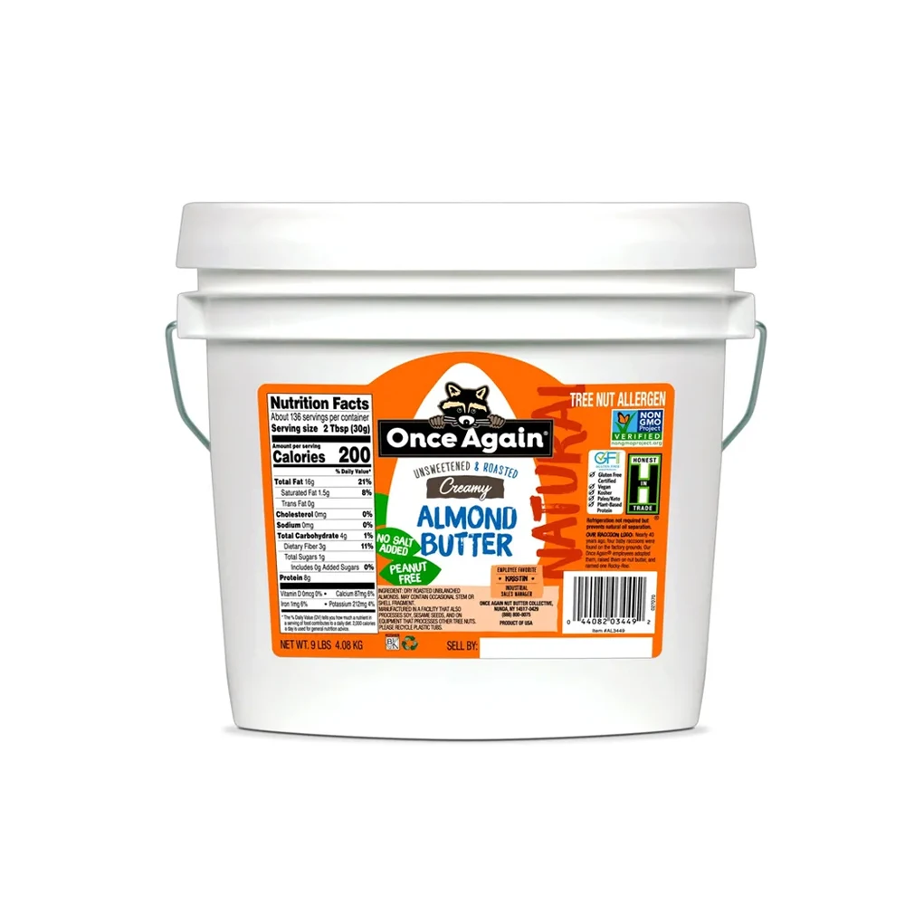 Высококачественное ведро 9 фунтов миндальное масло гладкое без соли обжаренное несладкое глютена веганское кошерное халяльное арахисовое оптом