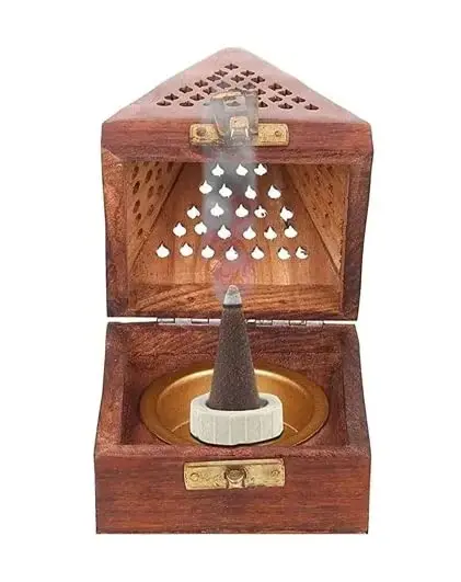 Incense Holder Wooden Incense Burner Rosewood Dhoop Batti dan Bakhoor and Loban Dan with Drawer