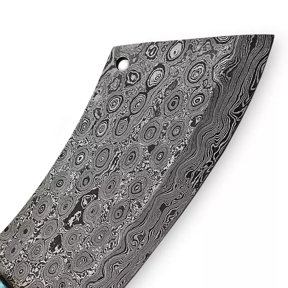 Custom Handmade Damascus Steel   Chef Cleaver Kitchen Knife Vegetables Cutting Knife  With Cover